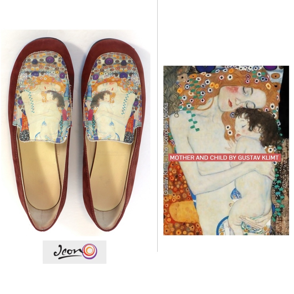 Wearable art loafers w/Gustav Klimt reproduction - Picture 2 of 10